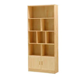 Rustic Natural Wood Vertical Pine Barrister Bookcases Image - 8