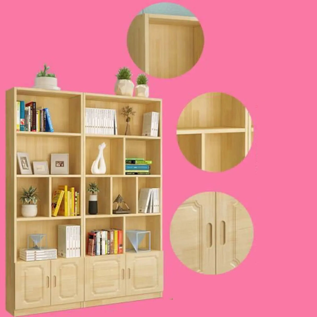 Rustic Natural Wood Vertical Pine Barrister Bookcases Image - 9
