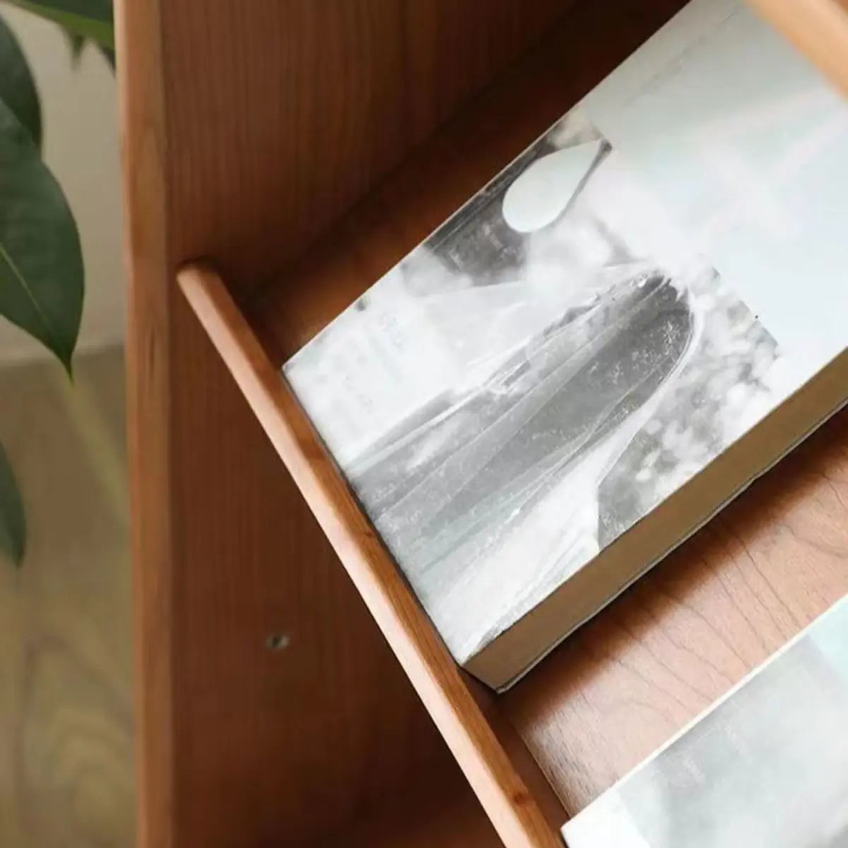 Rustic Open Back Auburn Rectangle Wooden Bookshelves Image - 9