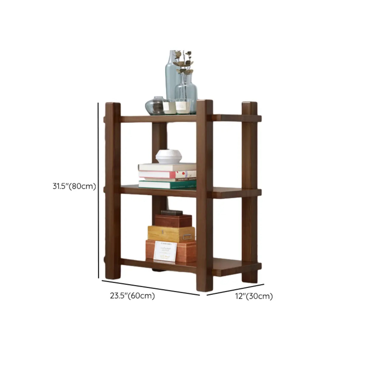 Rustic Open Brown 5-Tiers Wooden Display Bookshelf 