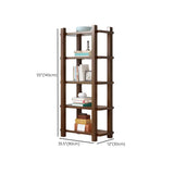 Rustic Open Brown 5-Tiers Wooden Display Bookshelf Image - 16