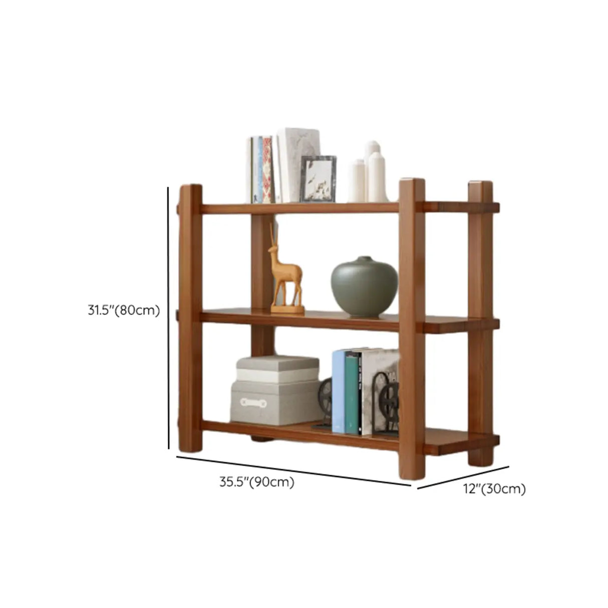 Rustic Open Brown 5-Tiers Wooden Display Bookshelf Image - 18