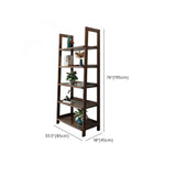 Rustic Open Brown Ladder Wooden Geometric Bookcase Image - 13