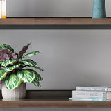 Rustic Open Brown Ladder Wooden Geometric Bookcase Image - 8