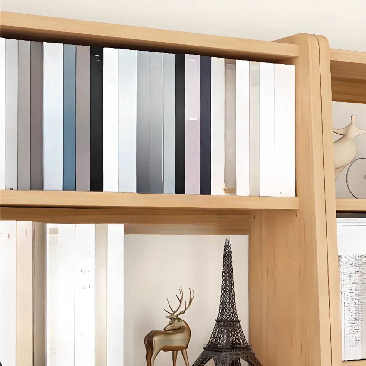 Rustic Open Cube Walnut Shelves Ladder Bookcase Brown Image - 15