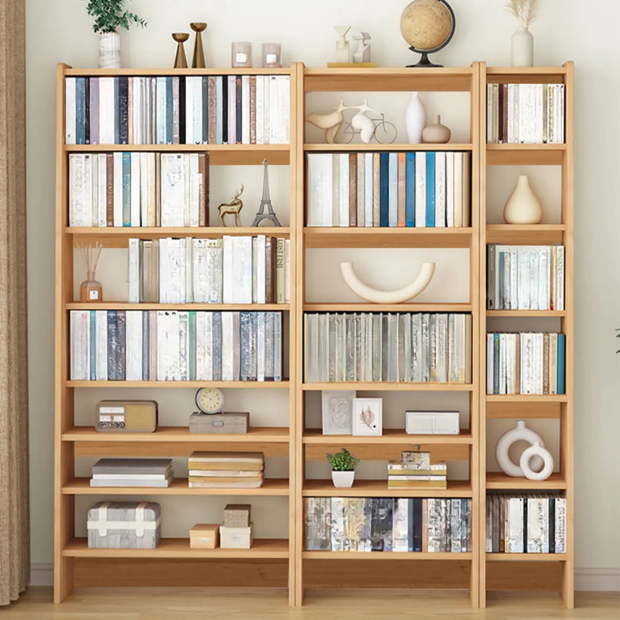 Rustic Open Cube Walnut Shelves Ladder Bookcase Brown Image - 6