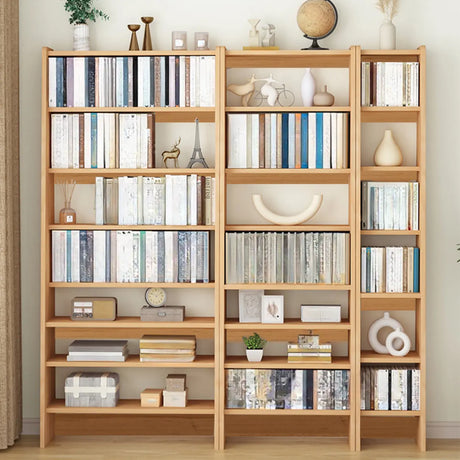 Rustic Open Cube Walnut Shelves Ladder Bookcase Brown Image - 6
