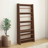 Rustic Open Cube Walnut Shelves Ladder Bookcase Brown Image - 2