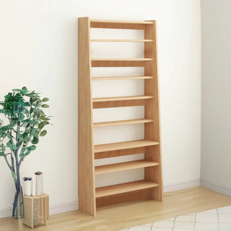 Rustic Open Cube Walnut Shelves Ladder Bookcase Brown Image - 7