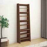 Rustic Open Cube Walnut Shelves Ladder Bookcase Brown Image - 3