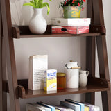 Rustic Open Ladder Wooden Vertical Display Bookshelf Image - 15