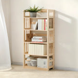 Rustic Open Natural Wood Standard Storage Bookshelf Image - 2