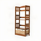 Rustic Open Natural Wood Standard Storage Bookshelf Image - 26