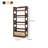 Rustic Open Natural Wood Standard Storage Bookshelf Image - 42