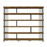 Rustic Open Pine Wooden Rectangle Storage Bookcase Image - 11
