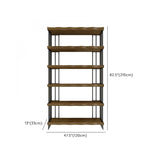 Rustic Open Pine Wooden Rectangle Storage Bookcase #size