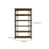 Rustic Open Pine Wooden Rectangle Storage Bookcase Image - 18