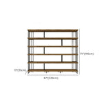 Rustic Open Pine Wooden Rectangle Storage Bookcase Image - 26