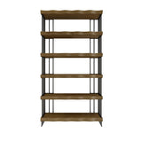 Rustic Open Pine Wooden Rectangle Storage Bookcase Image - 3
