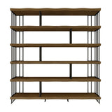 Rustic Open Pine Wooden Rectangle Storage Bookcase Image - 7