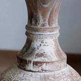 Rustic Pedestal Small Round Distressed Wood Side Table Image - 11