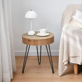 Rustic Pine Distressed Wood Finish Round Coffee Table Image - 7