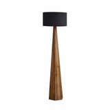 Rustic Push-Thru Wood Tree Fabric Drum Floor Lamp Image - 2