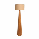 Rustic Push-Thru Wood Tree Fabric Drum Floor Lamp Image - 6