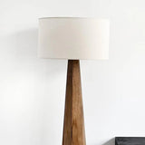 Rustic Push-Thru Wood Tree Fabric Drum Floor Lamp Image - 8