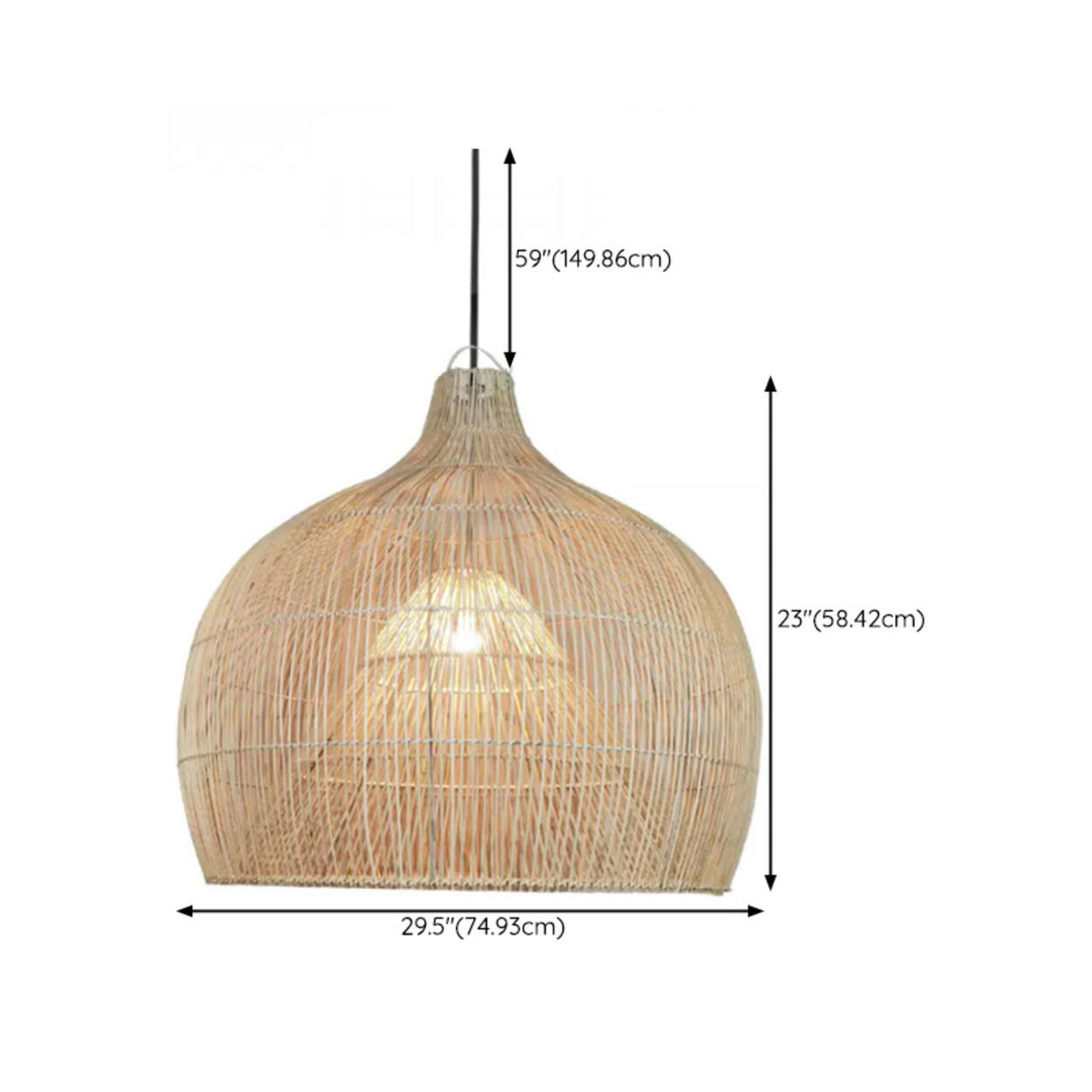 Rustic Rattan Woven Drum Cane Pendant Light 