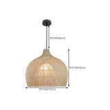 Rustic Rattan Woven Drum Cane Pendant Light Image - 17