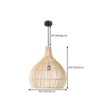 Rustic Rattan Woven Drum Cane Pendant Light Image - 18