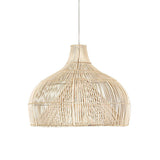 Rustic Rattan Woven Drum Cane Pendant Light Image - 5