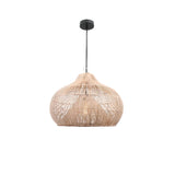 Rustic Rattan Woven Drum Cane Pendant Light Image - 6