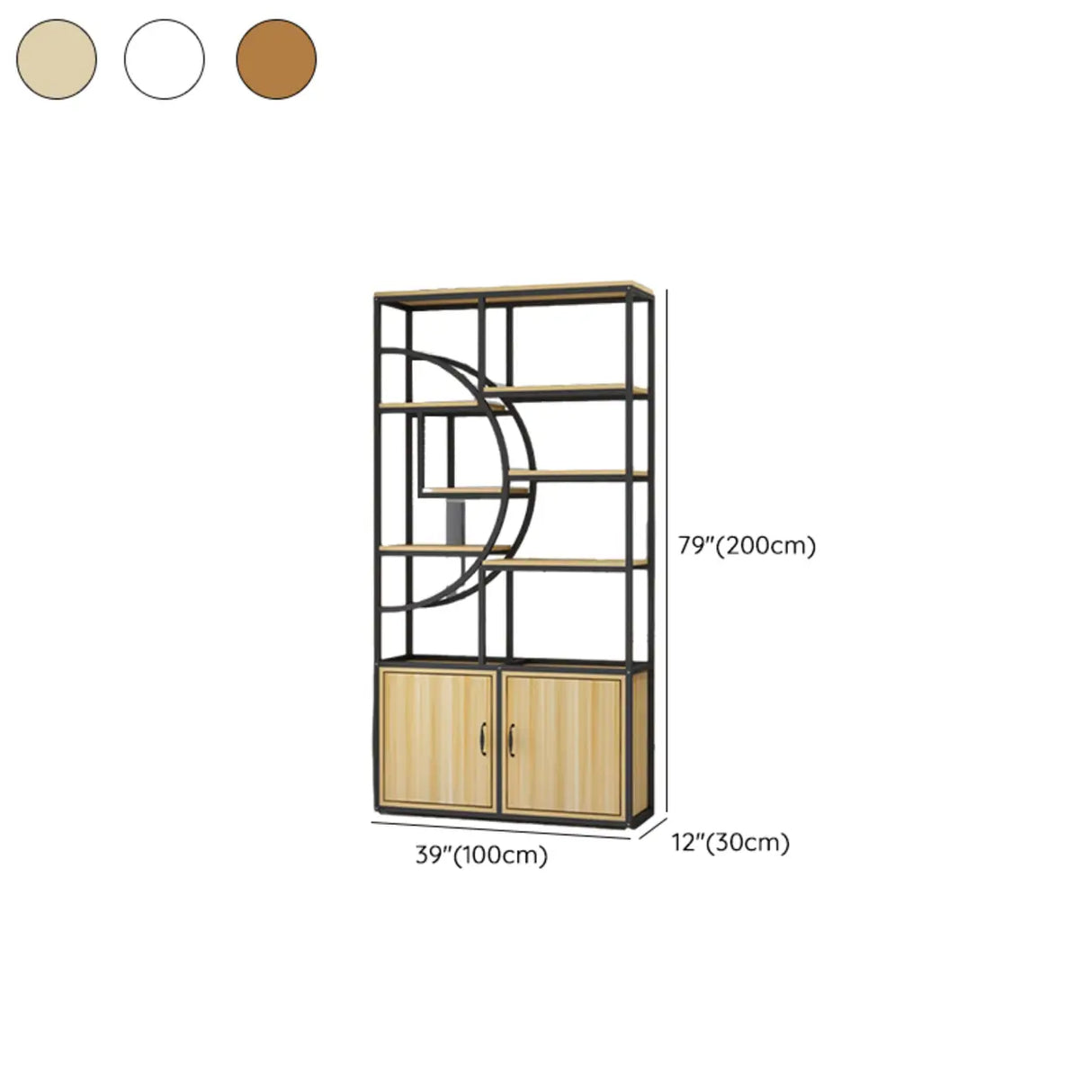 Rustic Rectangle Circular Wooden Display Bookshelf Image - 14