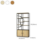 Rustic Rectangle Circular Wooden Display Bookshelf Image - 14