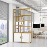 Rustic Rectangle Circular Wooden Display Bookshelf Image - 3