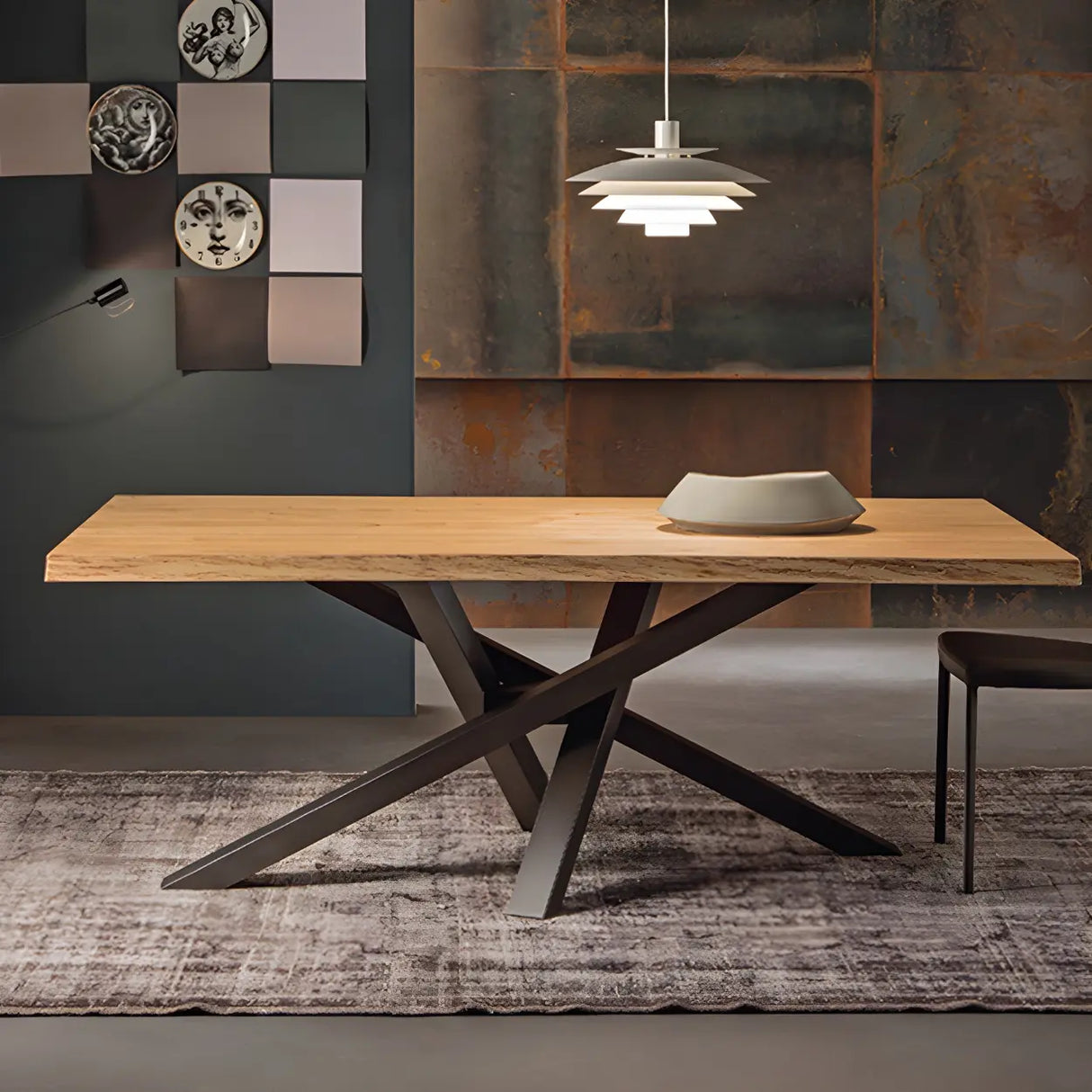 Rustic Rectangle Pine Natural Large Dining Table Image - 2