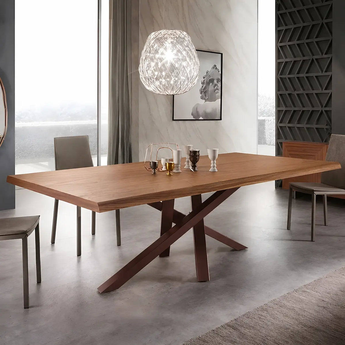 Rustic Rectangle Pine Natural Large Dining Table Image - 5
