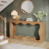 Rustic Rectangle Wood Entryway Console Table with Floor Shelf Image - 9