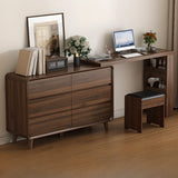 Rustic Rectangular Wood Mirror Scalable Makeup Vanity Set Image - 4