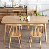 Rustic Rectangular Wood Natural Finish Kitchen Dining Table Image - 12
