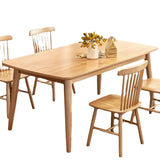 Rustic Rectangular Wood Natural Finish Kitchen Dining Table Image - 3