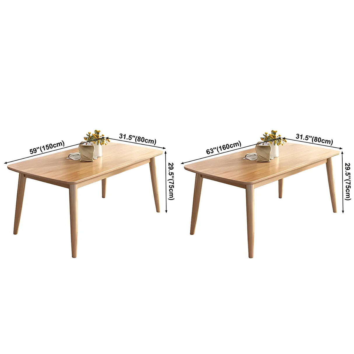 Rustic Rectangular Wood Natural Finish Kitchen Dining Table Image - 8