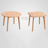 Rustic Round Natural Wooden Extendable Dining Table Image - 3