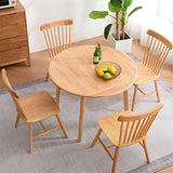Rustic Round Natural Wooden Extendable Dining Table Image - 6