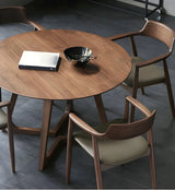 Rustic Round Wood Brown Small Dining Table Image - 2