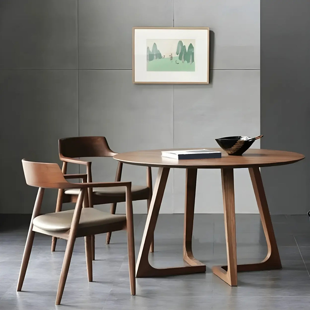 Rustic Round Wood Brown Small Dining Table Image - 3