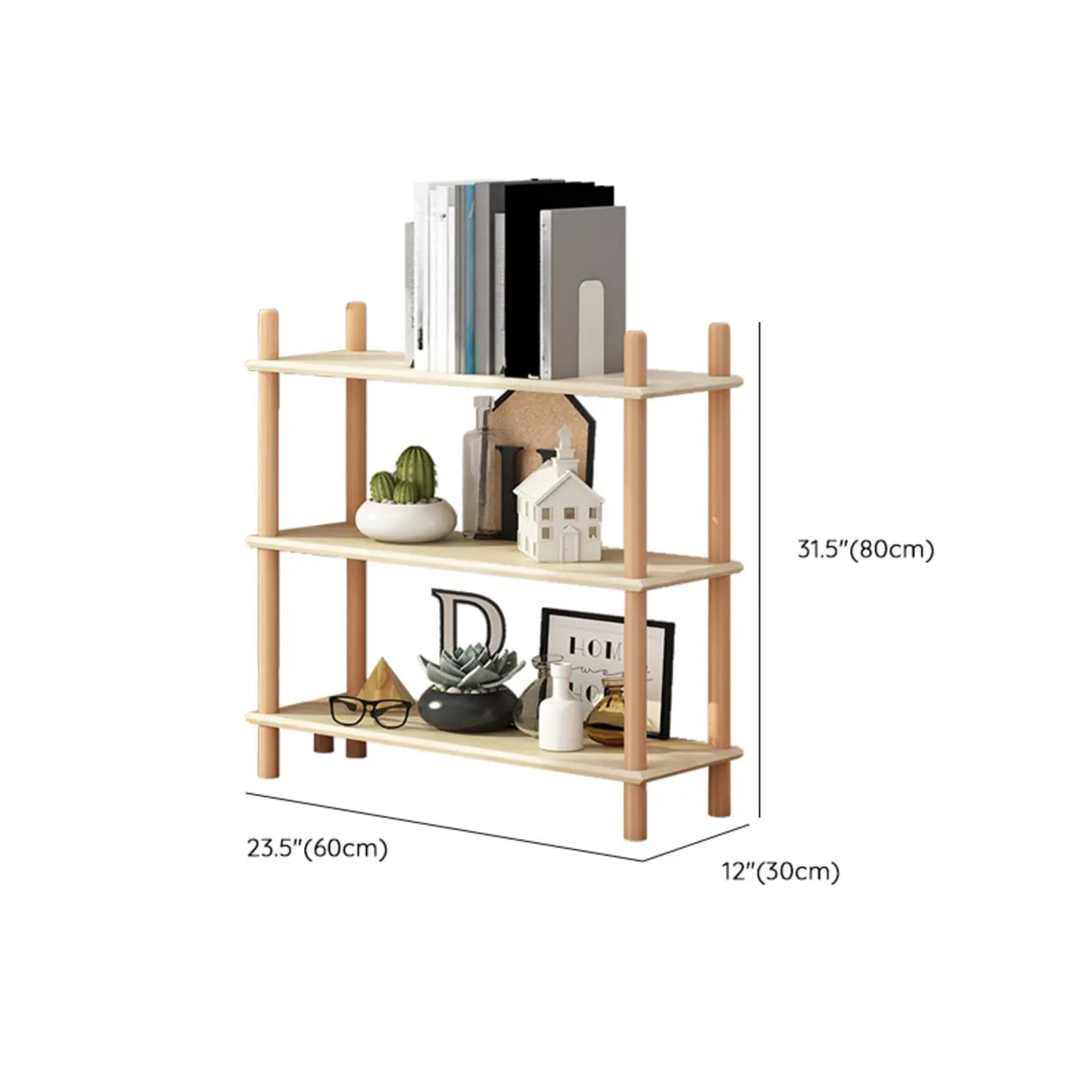 Rustic Simple Open Rectangle Wood Display Bookshelf 
