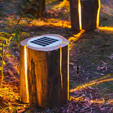 Rustic Simple Wood Solar Path Outdoor Decor Table Lamp Image - 1